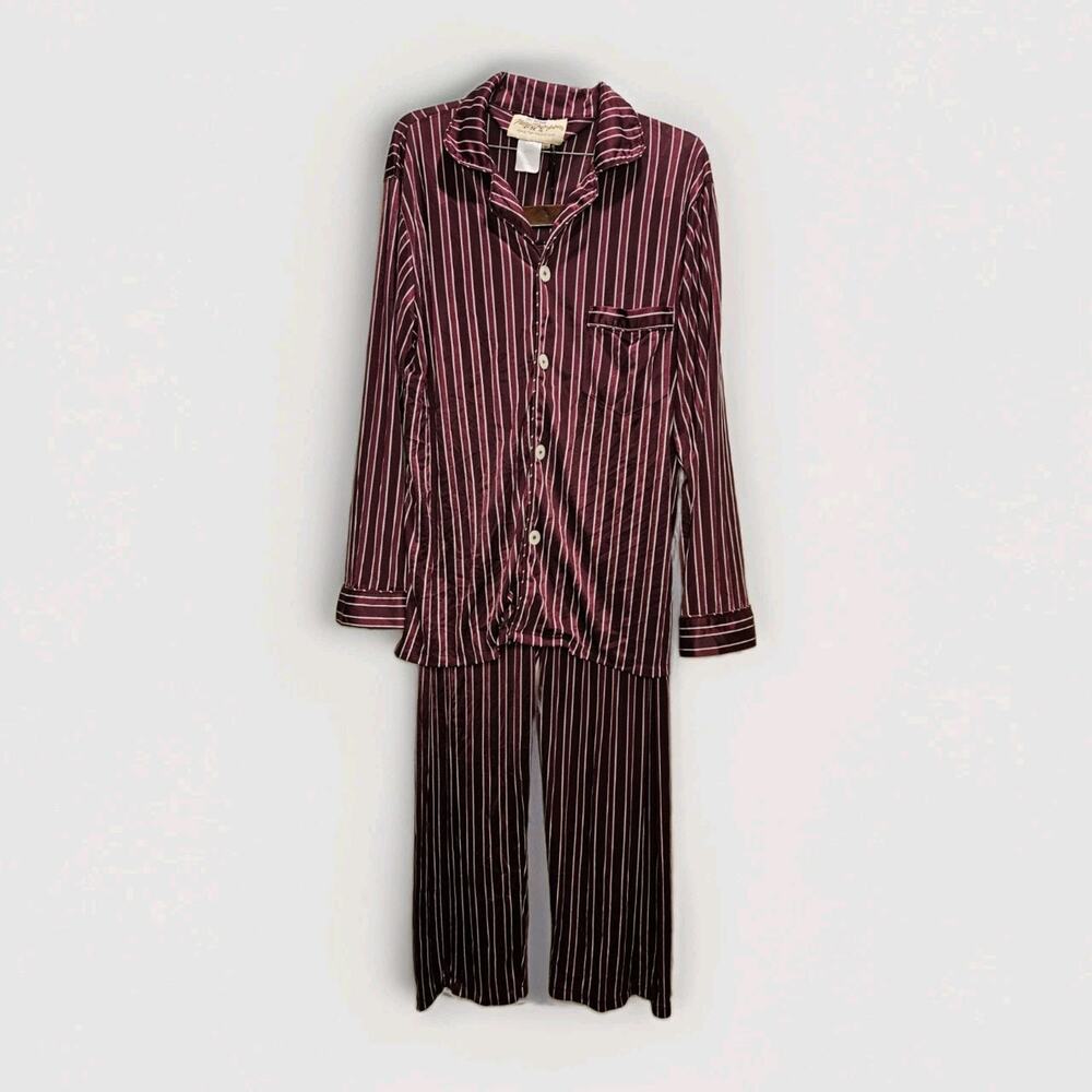 1960-70 VTG NORM THOMPSON Maroon Striped Pajamas Set Men's 2 Pc EUC Sz M Medium